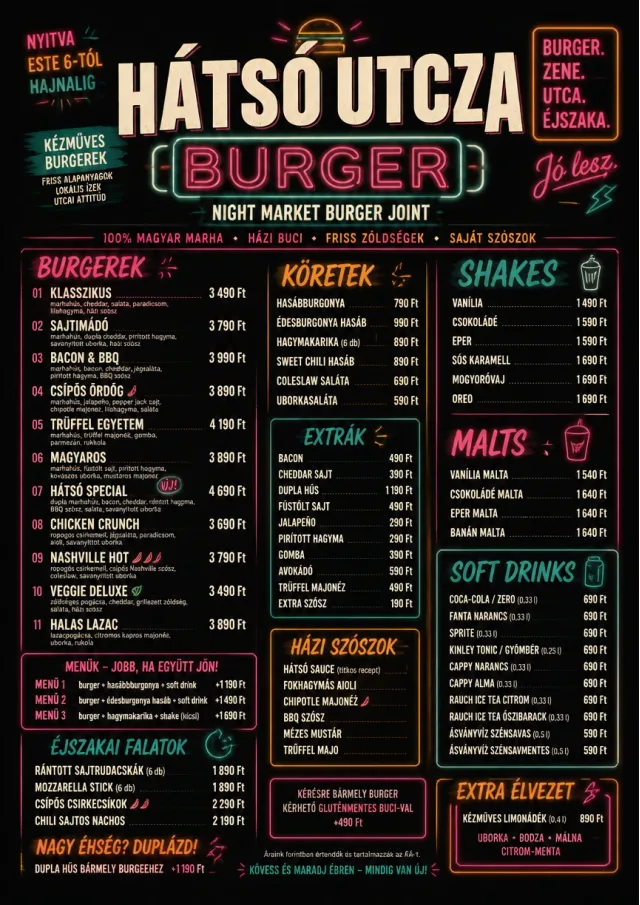 Night Market Neon burger-menu menu template preview
