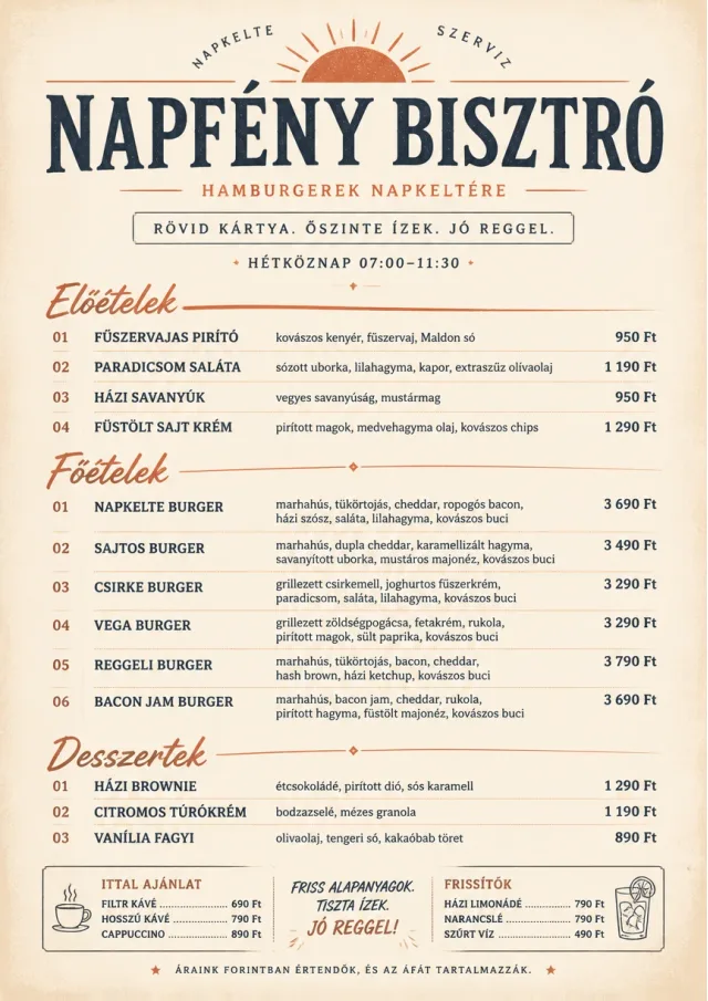 Chef Carte Brève burger-menu menu template preview