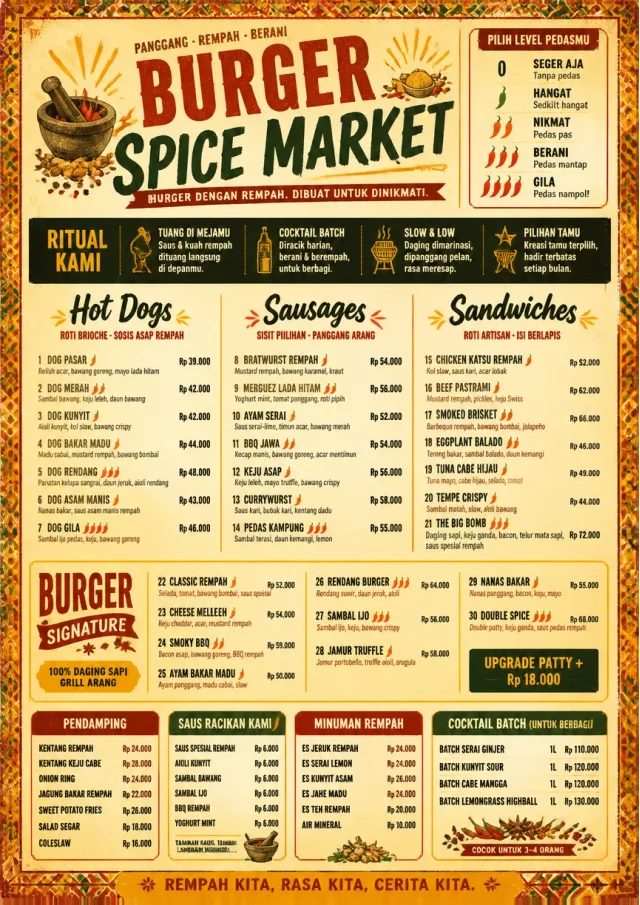 Spice Market Bold burger-menu menu template preview