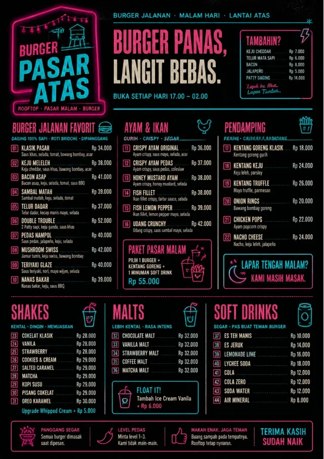 Night Market Neon burger-menu menu template preview