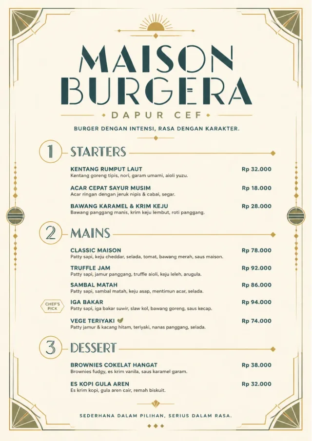 Chef Carte Brève burger-menu menu template preview