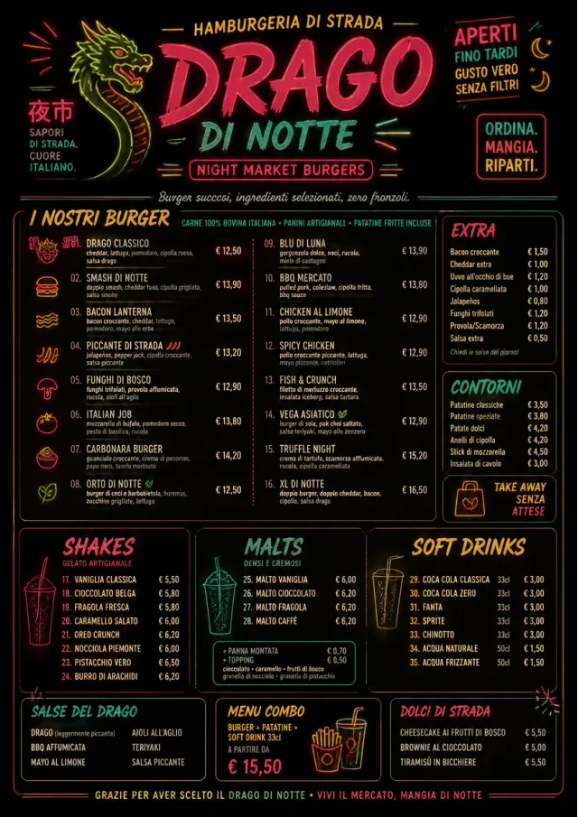 Night Market Neon burger-menu menu template preview