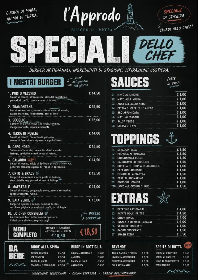 Chef Specials Board burger-menu menu template preview