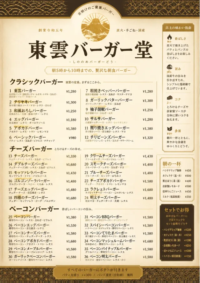 Heritage Tradition burger-menu menu template preview