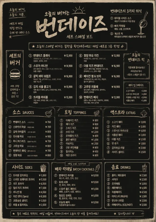 Chef Specials Board burger-menu menu template preview