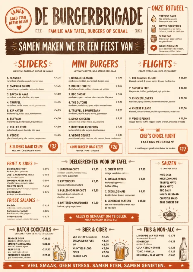 Family Style Feast burger-menu menu template preview