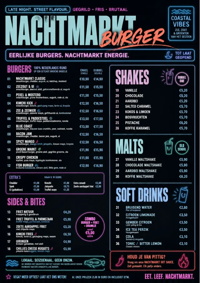 Night Market Neon burger-menu menu template preview