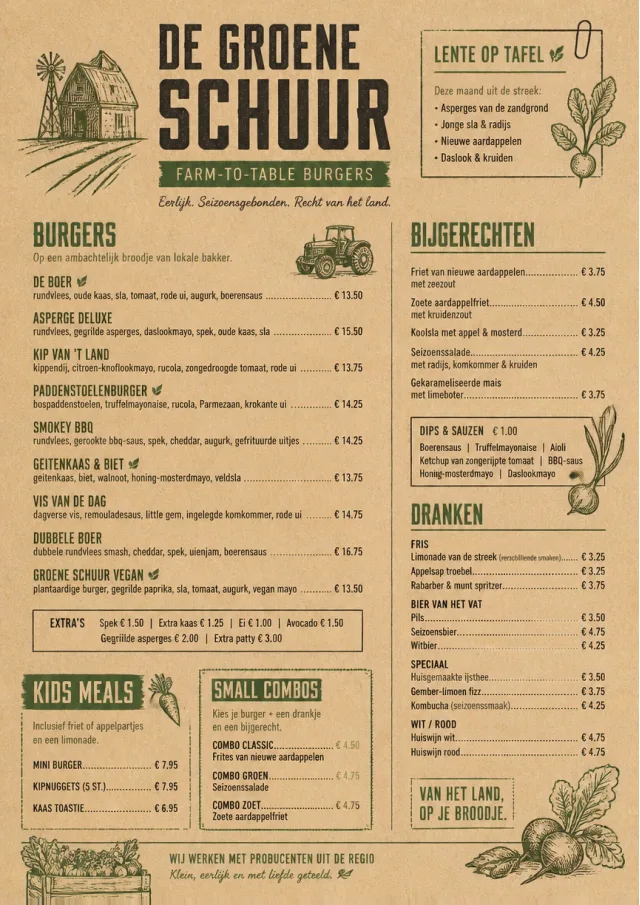 Farm Table Rustic burger-menu menu template preview