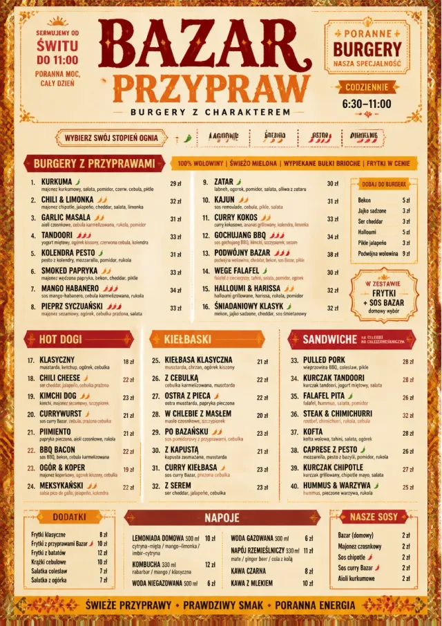 Spice Market Bold burger-menu menu template preview