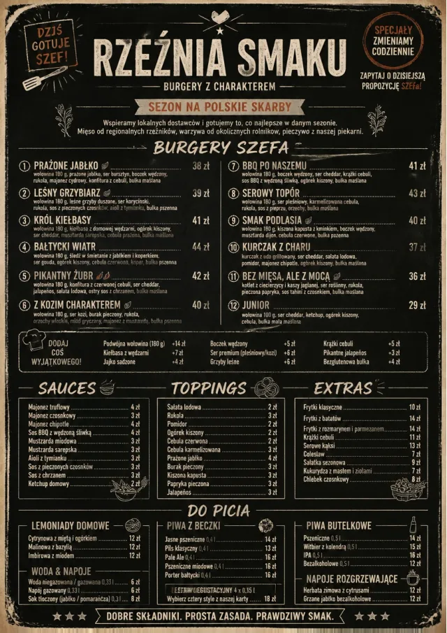 Chef Specials Board burger-menu menu template preview