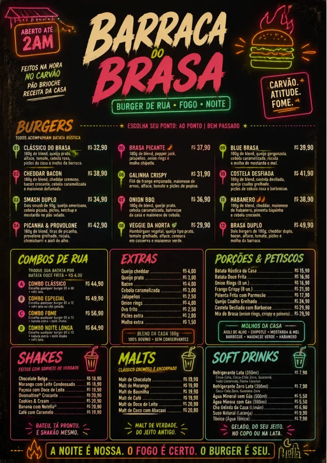 Night Market Neon burger-menu menu template preview