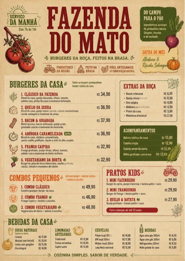 Farm Table Rustic burger-menu menu template preview