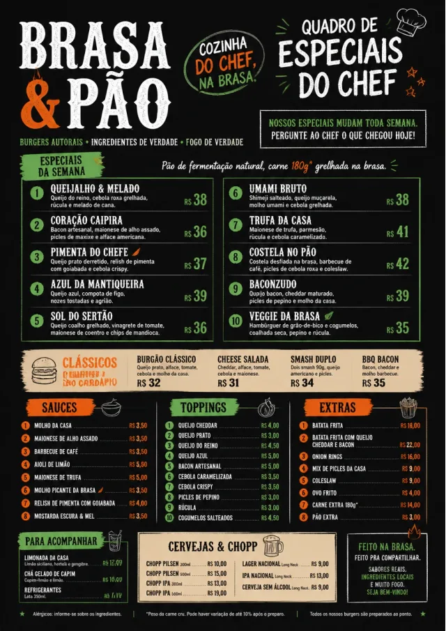 Chef Specials Board burger-menu menu template preview