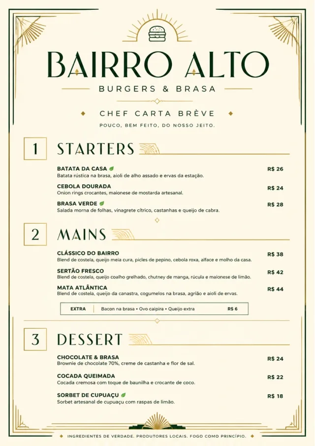 Chef Carte Brève burger-menu menu template preview