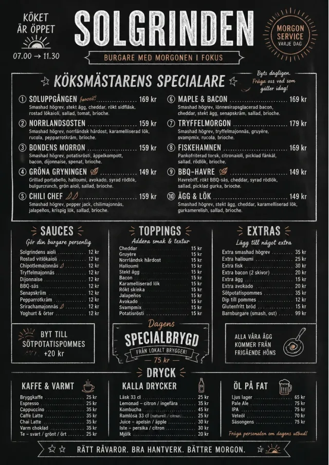 Chef Specials Board burger-menu menu template preview