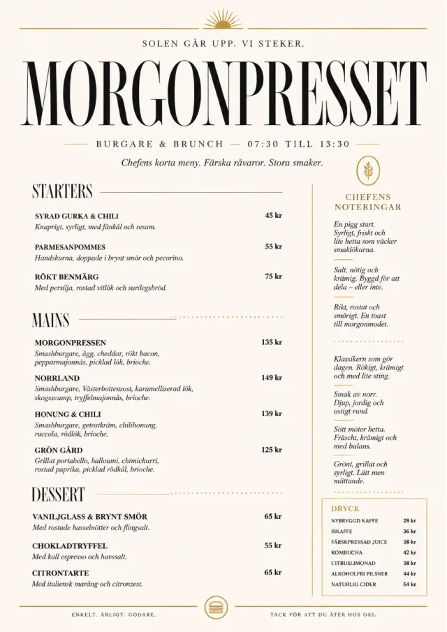 Chef Carte Brève burger-menu menu template preview
