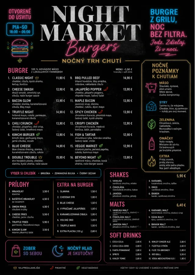 Night Market Neon burger-menu menu template preview