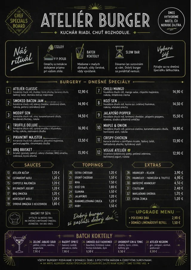 Chef Specials Board burger-menu menu template preview