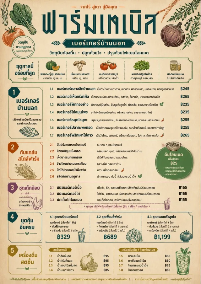 Farm Table Rustic burger-menu menu template preview