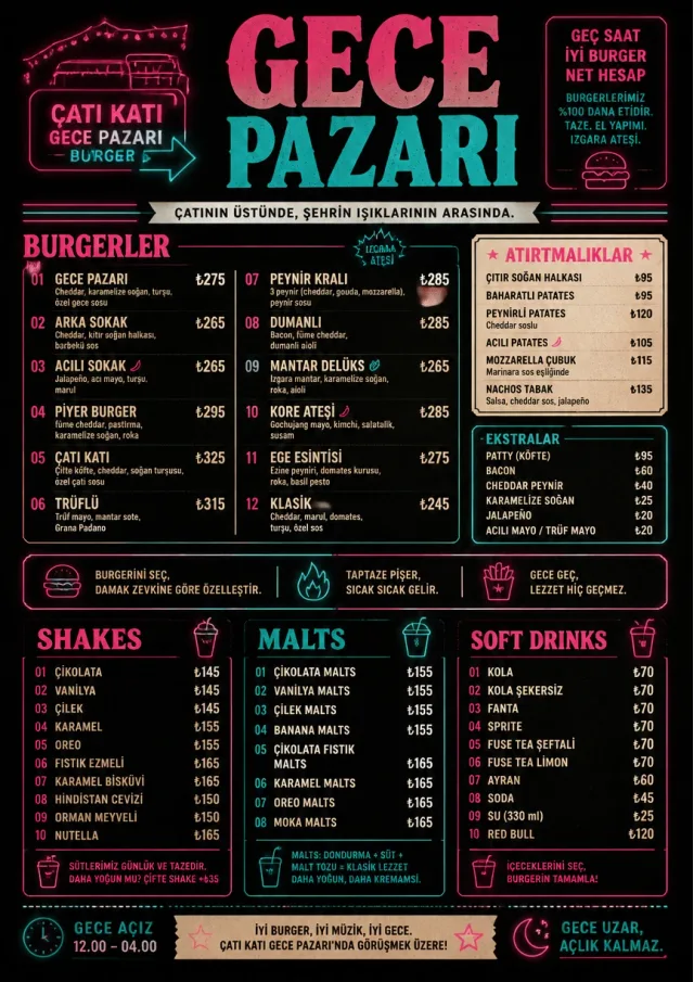 Night Market Neon burger-menu menu template preview