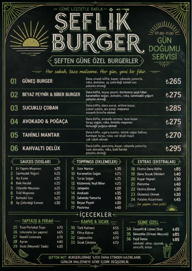 Chef Specials Board burger-menu menu template preview