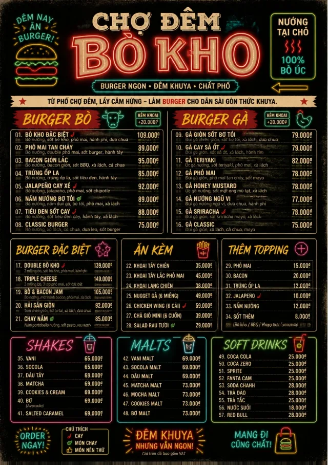 Night Market Neon burger-menu menu template preview