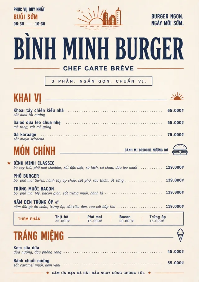 Chef Carte Brève burger-menu menu template preview