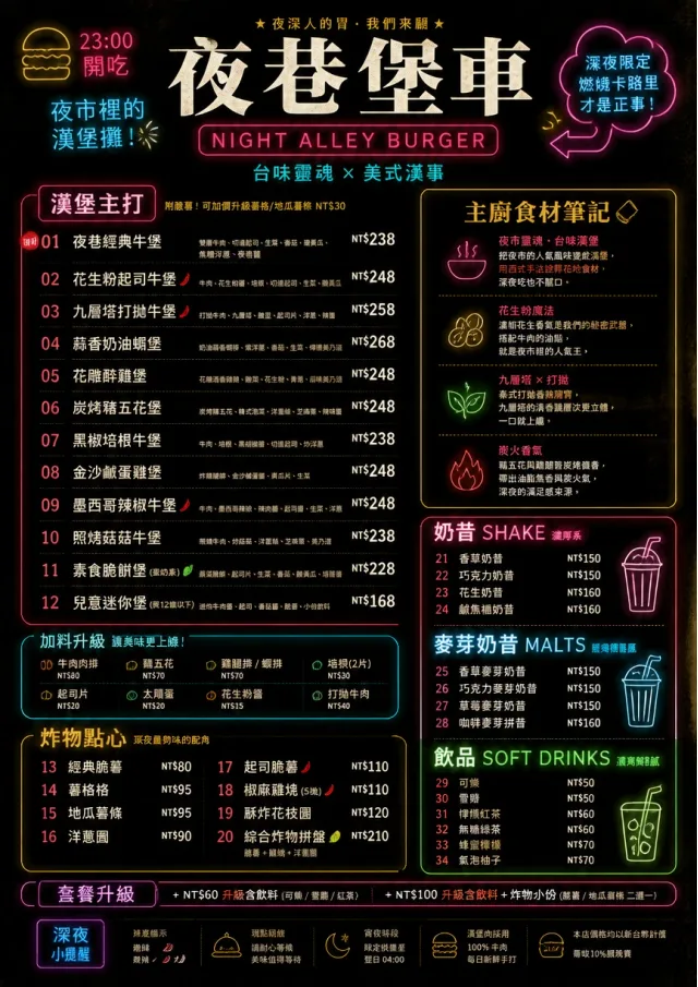 Night Market Neon burger-menu menu template preview
