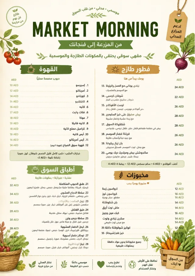 Farmers Market cafe-menu menu template preview