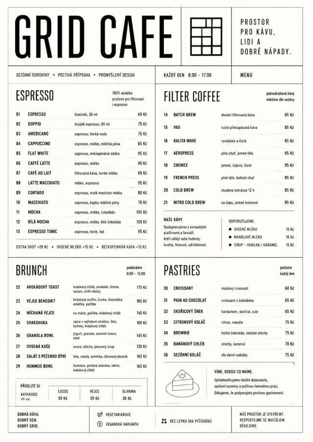 Architectural Grid cafe-menu menu template preview