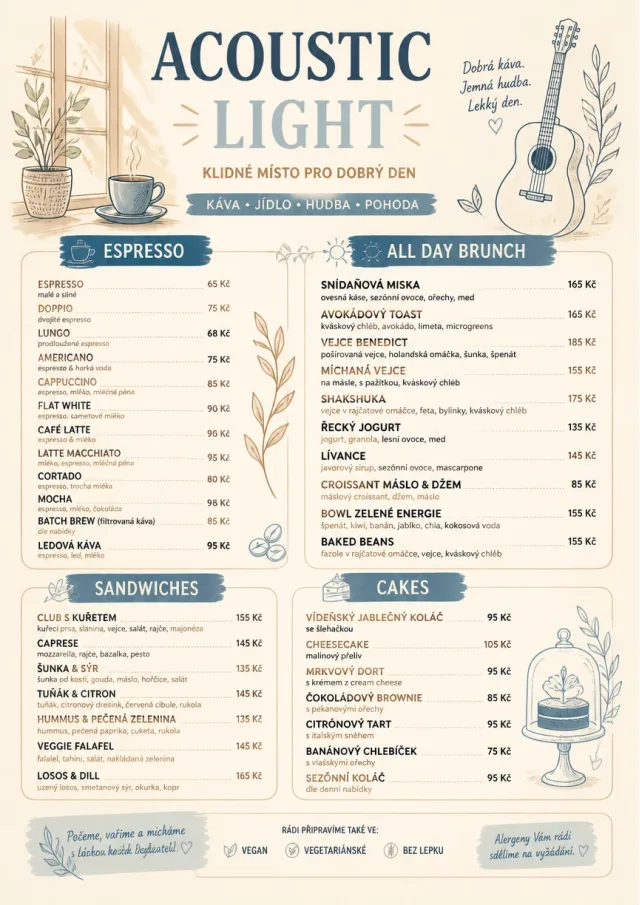 Acoustic Light cafe-menu menu template preview
