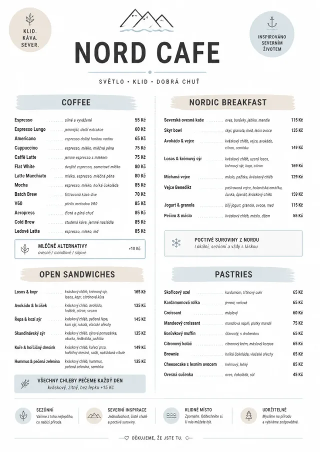 Nordic Clean cafe-menu menu template preview