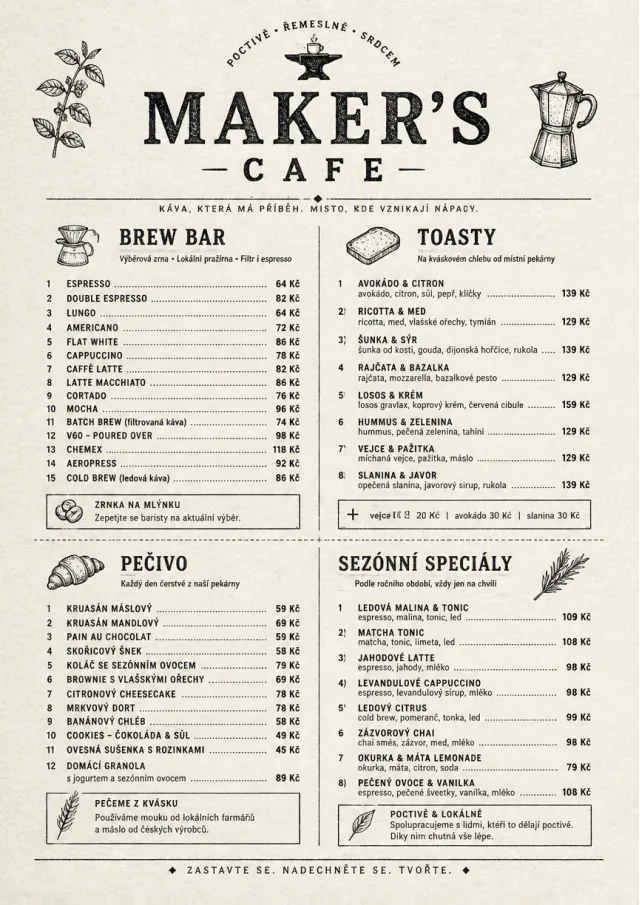 Craft Artisan cafe-menu menu template preview