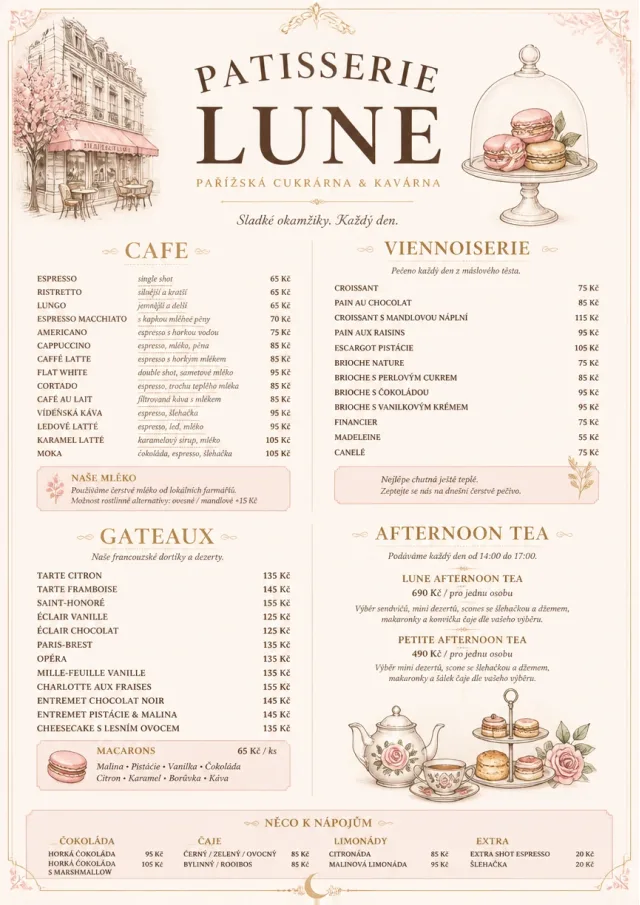 French Patisserie cafe-menu menu template preview