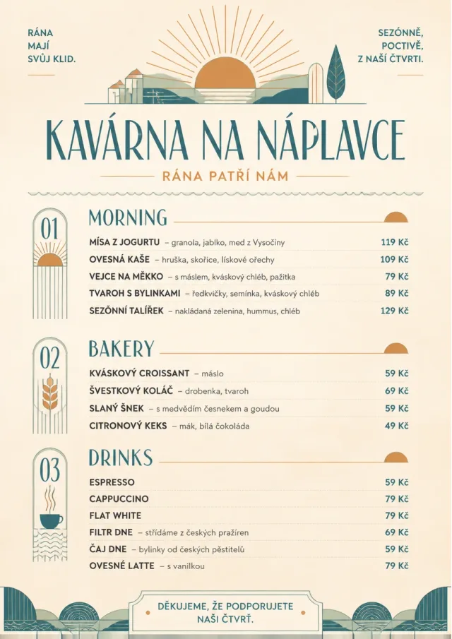 Sunrise Short Carte cafe-menu menu template preview