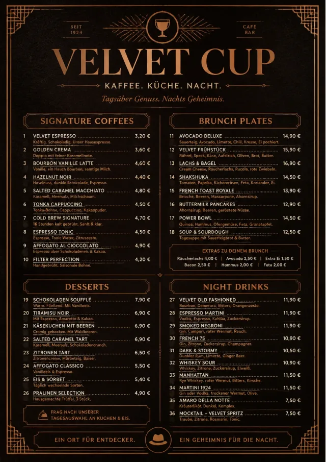 Speakeasy Leather cafe-menu menu template preview