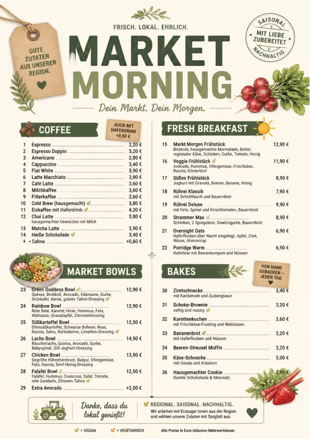 Farmers Market cafe-menu menu template preview