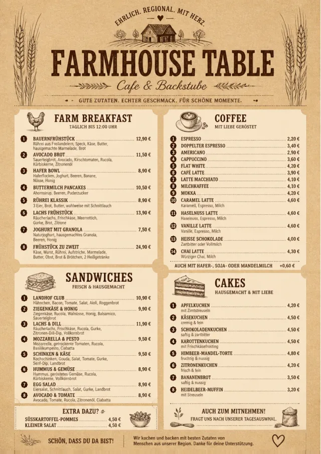 Rustic Farmhouse cafe-menu menu template preview