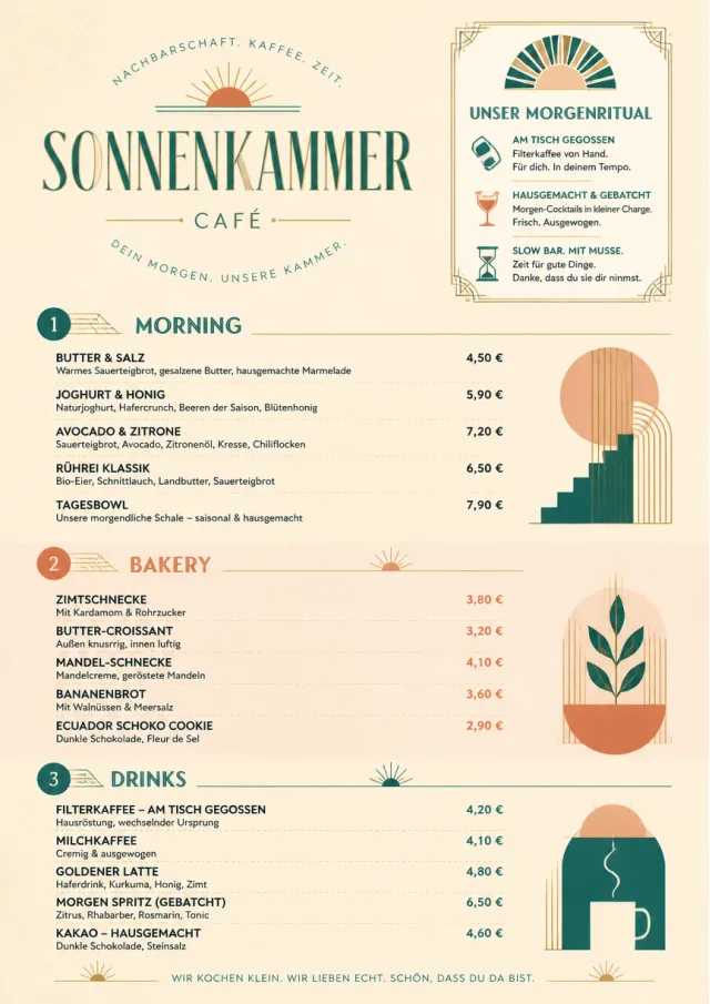 Sunrise Short Carte cafe-menu menu template preview
