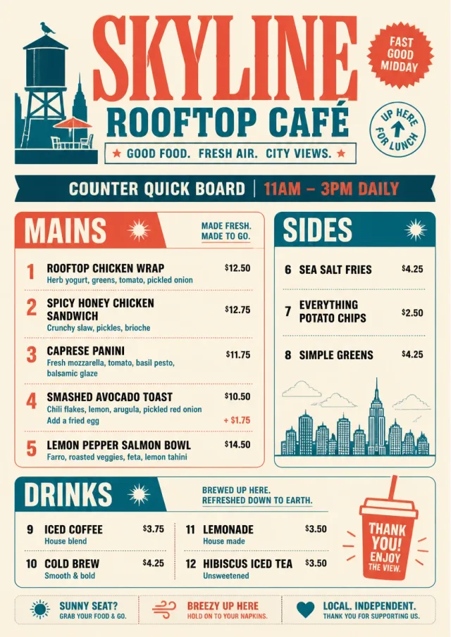 Counter Quick Board cafe-menu menu template preview