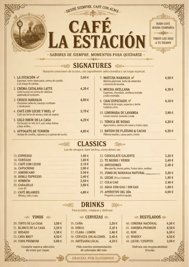 Vintage Classic cafe-menu menu template preview