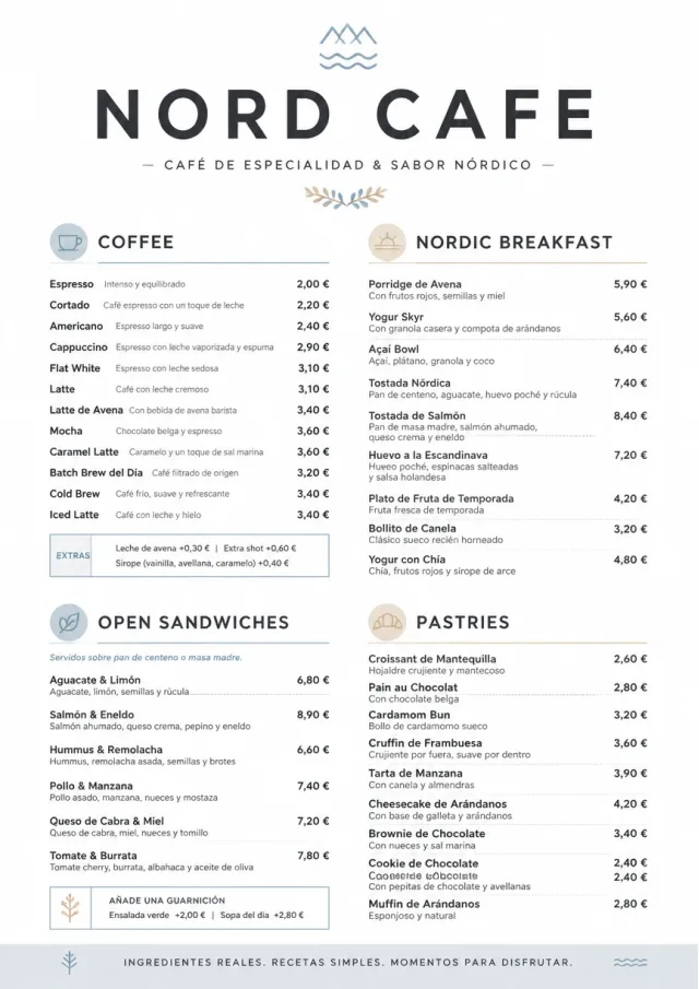 Nordic Clean cafe-menu menu template preview