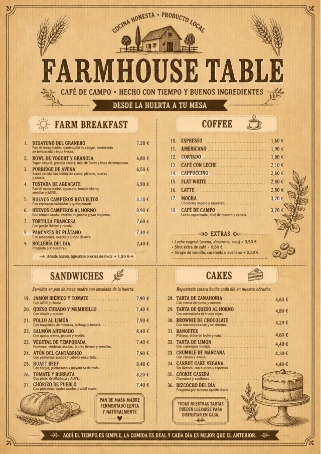 Rustic Farmhouse cafe-menu menu template preview