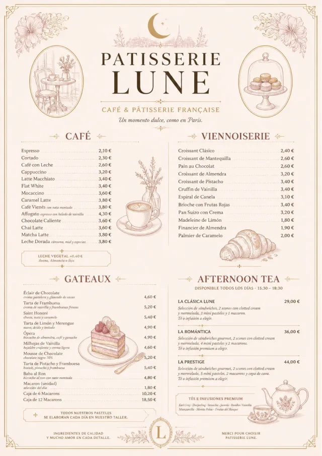 French Patisserie cafe-menu menu template preview