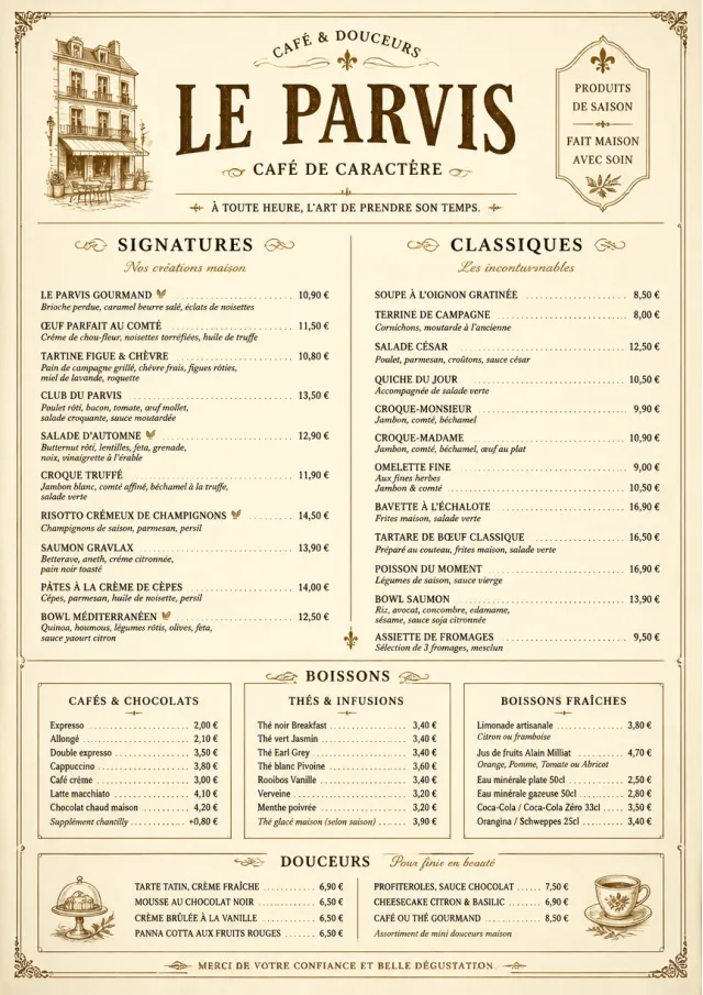 Vintage Classic cafe-menu menu template preview