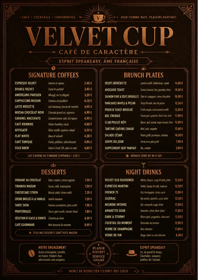 Speakeasy Leather cafe-menu menu template preview
