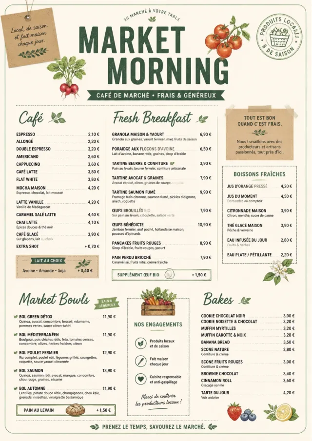 Farmers Market cafe-menu menu template preview