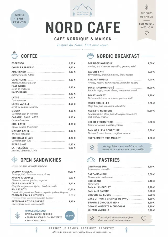 Nordic Clean cafe-menu menu template preview