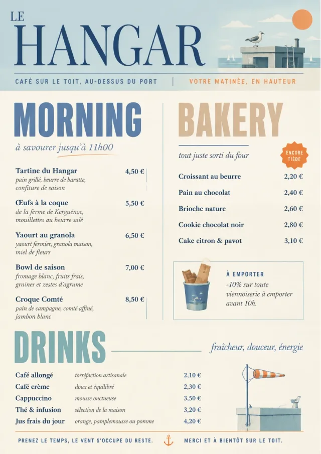 Sunrise Short Carte cafe-menu menu template preview