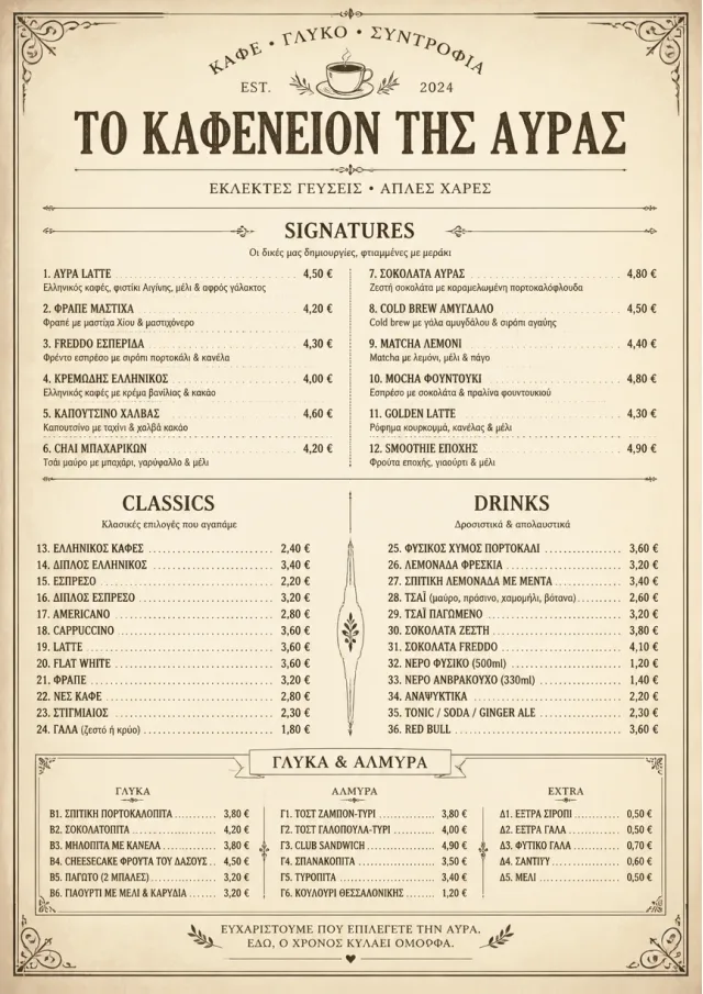 Vintage Classic cafe-menu menu template preview